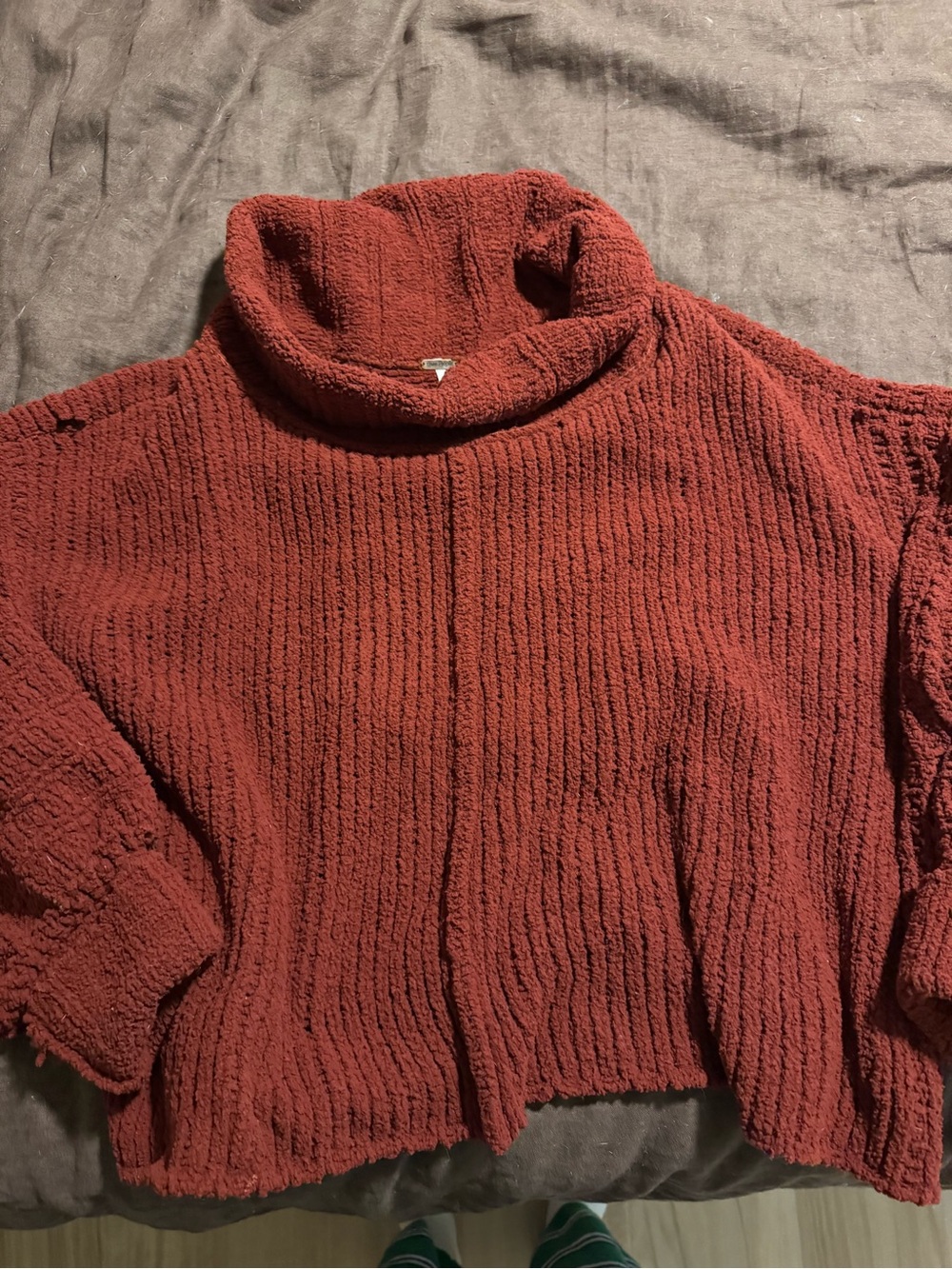 Free People Cozy Ribbed Cowlneck Sweater - Rusty Red